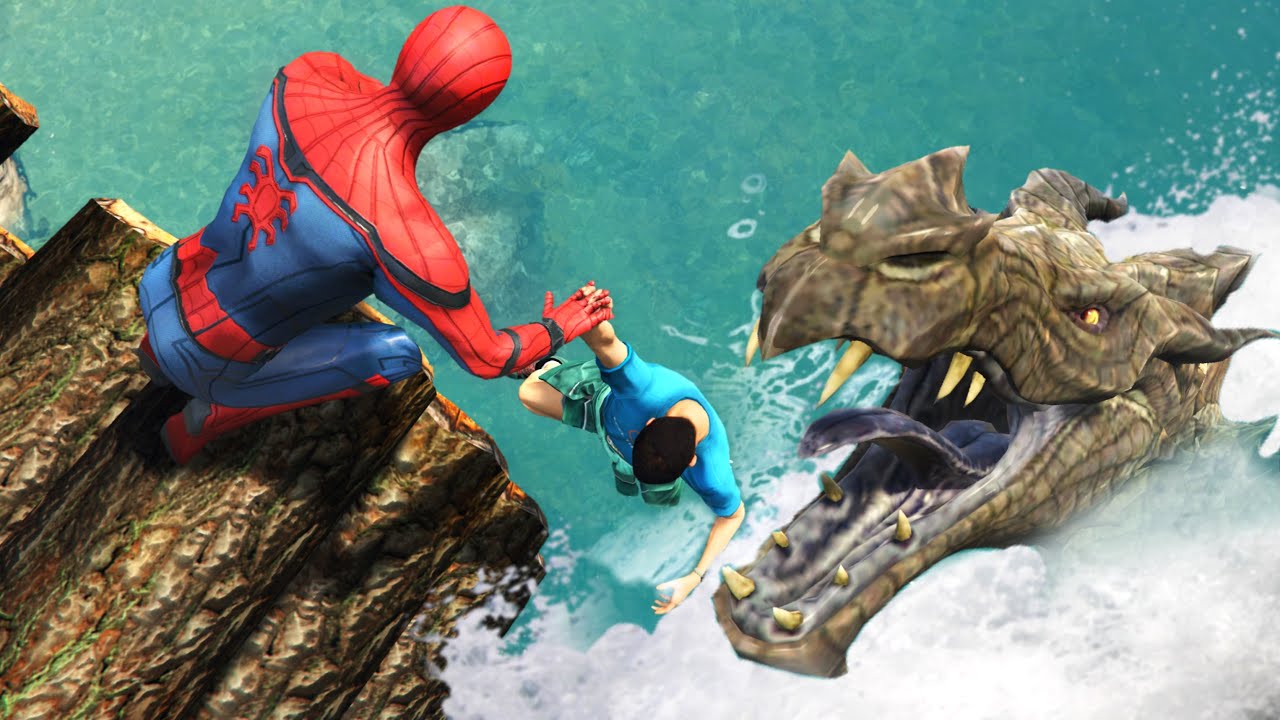 GTA 5 Epic Ragdolls | SPIDERMAN vs Dragon (Funny Moments)