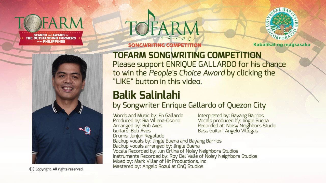 “Balik na Salinlahi” by Songwriter Enrique Gallardo
