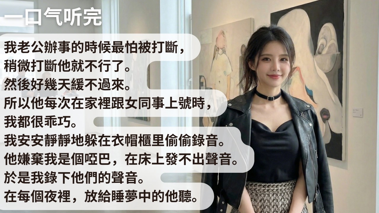 【完結】我老公辦事的時候最怕被打斷，稍微打斷他就不行了。然後好幾天緩不過來。所以他每次在家裡跟女同事上號時，我都很乖巧。我安安靜靜地躲在衣帽櫃里偷偷錄音【30分鐘聽完全文】#一口氣看完 #完結 #小說