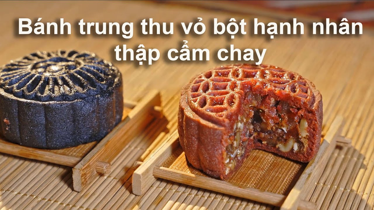 Bánh trung thu vỏ bột hạnh nhân (ít ngọt, ít calorie) - nhân thập cẩm chay | Vegan mooncake recipe |