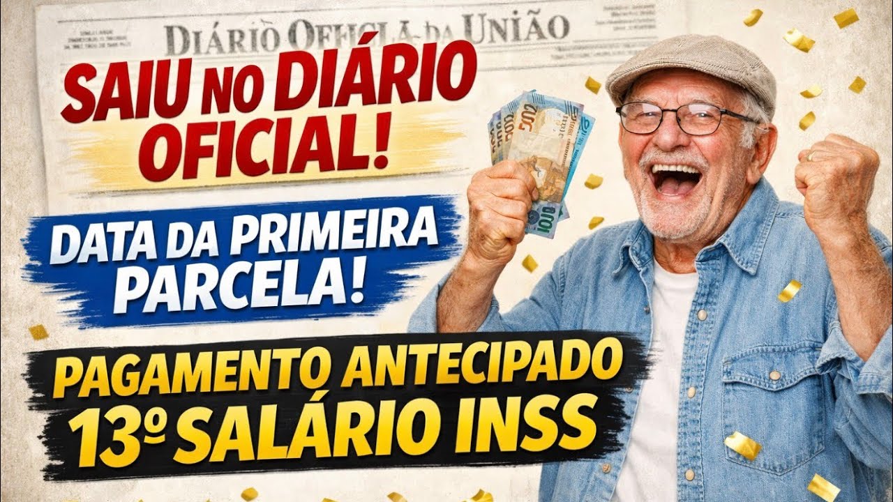 SAIU no DI&Aacute;RIO OFICIAL: DATA da 1&deg; Parcela de PAGAMENTO ANTECIPADO 13&deg; SAL&Aacute;RIO INSS para APOSENTADOS