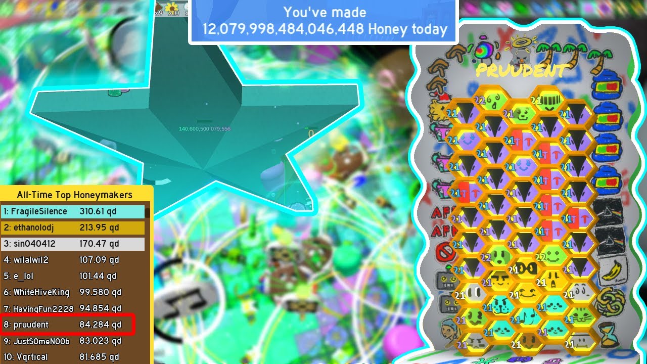 3 QD White Hive Boost (no fbean with hd) Hive Reveal and Top 10 All Time Honey - Bee Swarm Simulator