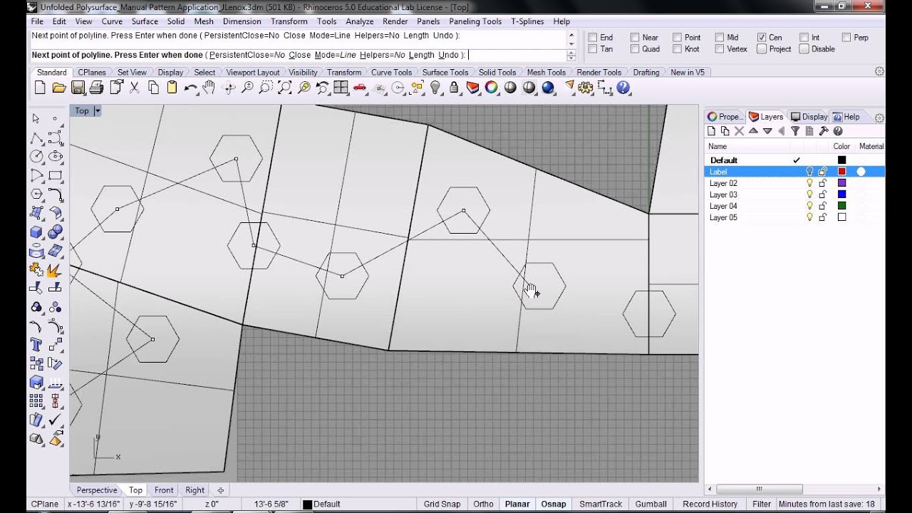 87 - Rhino - Unfolded Polysurface 02   Manual Pattern and Split