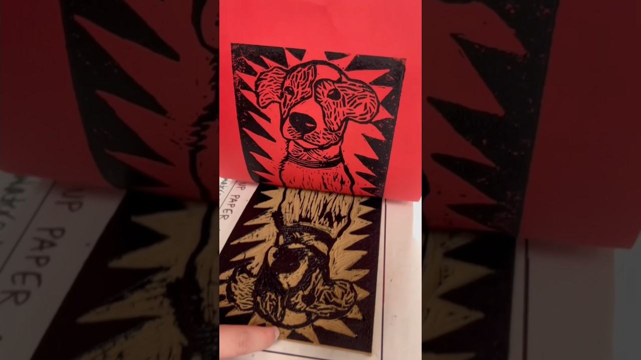 The satisfaction of pulling a great linoleum print!
