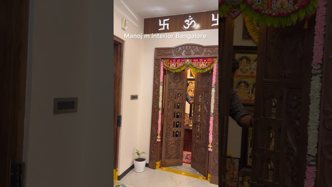 2024#2024#Bangalore# puja room design# luxury puja room# interior#how to make a wooden Pooja room