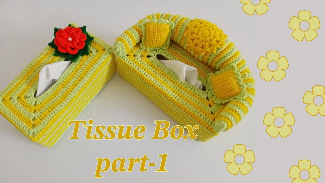 crochet  sofa tissue  box cover  tutorial  ( part  1)  কুশিকাটার  টিসু  বক্স  কভার ।