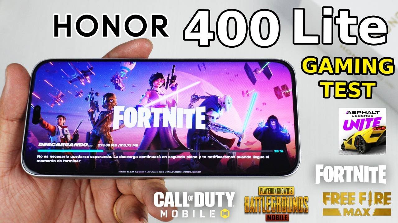 HONOR 400 Lite:  Gaming Test: Fortnite, Free Fire Max, PUBG Mobile, COD y Asphalt Unite