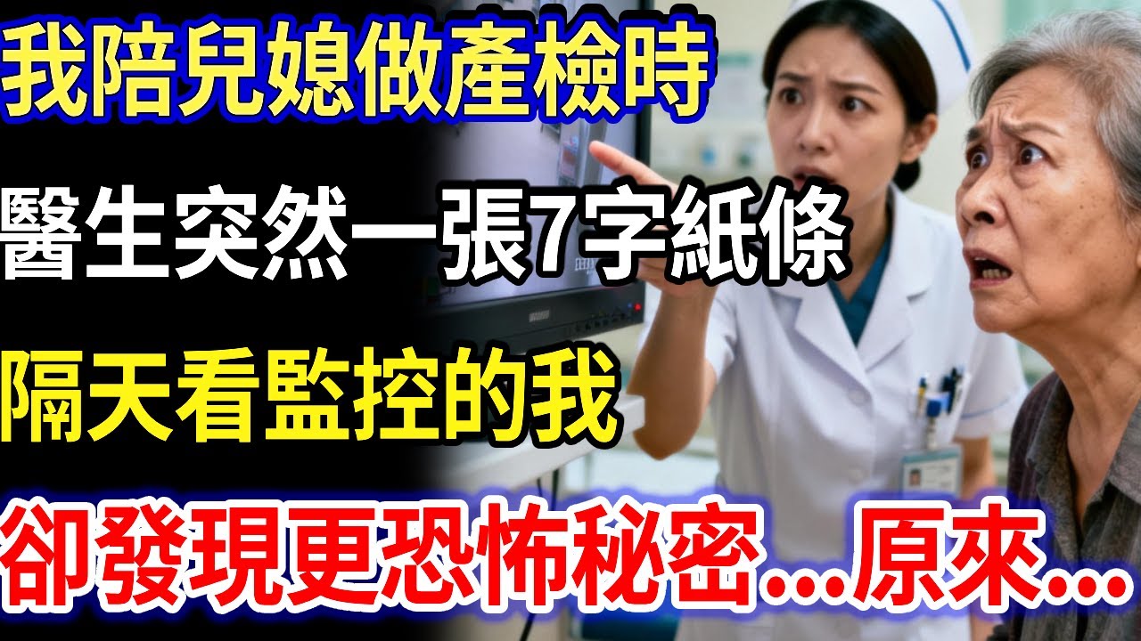 我50歲，陪兒媳做產檢時，醫生突然一張紙條：快查上週二監控！隔天看監控的我卻發現更恐怖的秘密！#家庭故事 #感人故事 #家庭倫理 #感人故事 #真實生活