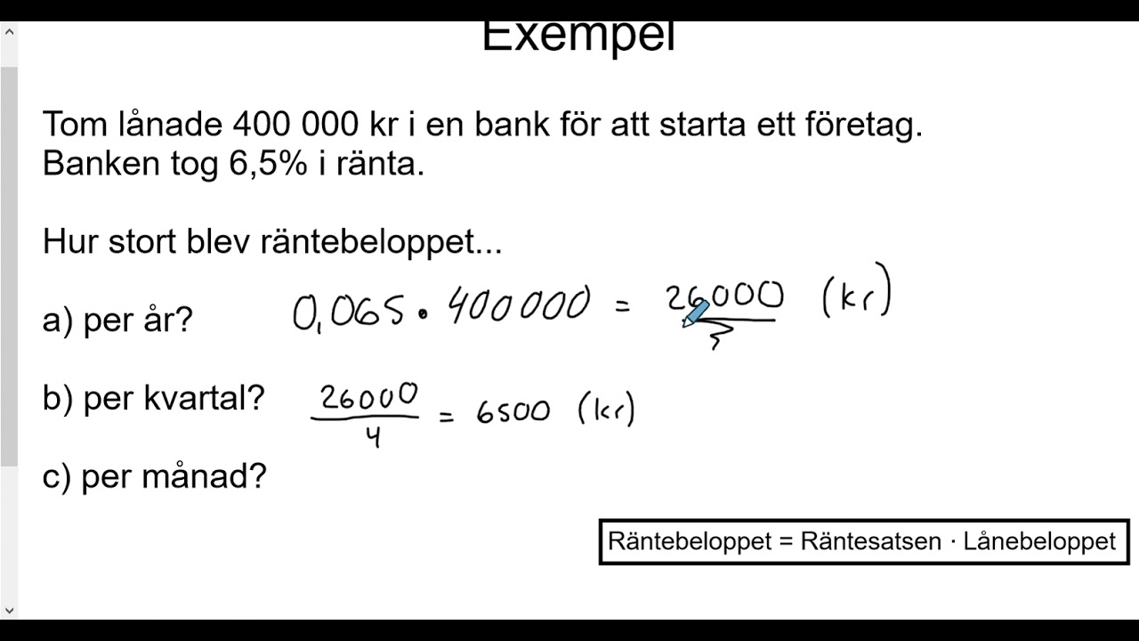 Matematik nivå 1b - Lån, ränta och amortering