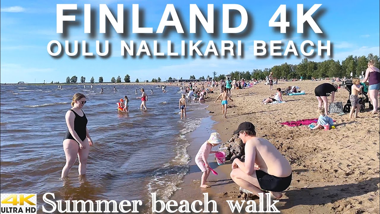 OULU [4K] SUMMER BEACH WALKING TOUR | HOTTEST DAY IN NORTHERN FINLAND | NALLIKARI 2025 