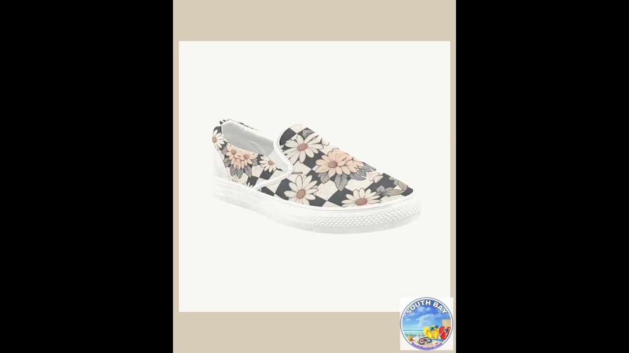 Slip-on Canvas Women's Shoes (Model 019) (Two Shoes With Different Printing)