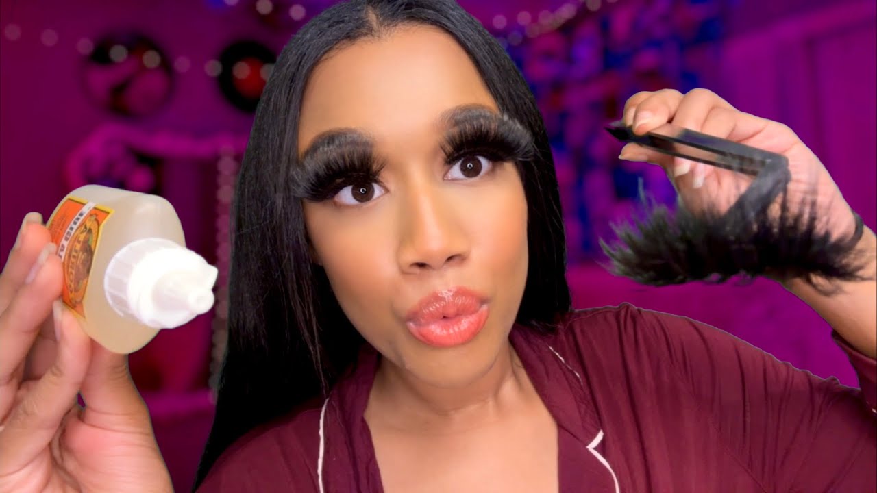 ASMR Girl With Lash Blindness Does Your Lashes at a Sleepover 👀😴 ASMR Make-up Application