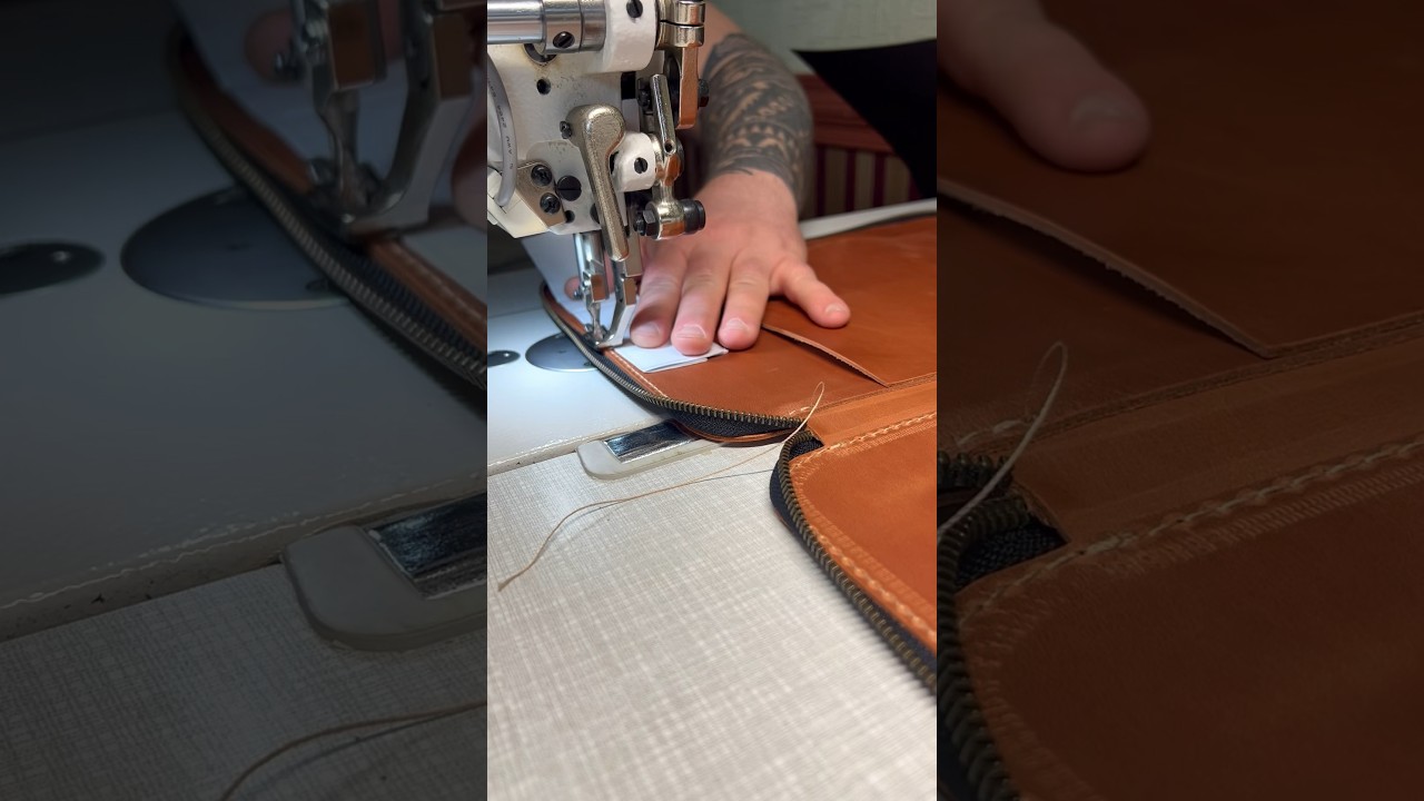 Stitching a document folder #italianleather #leatherworks #handmade #leatheraccessories