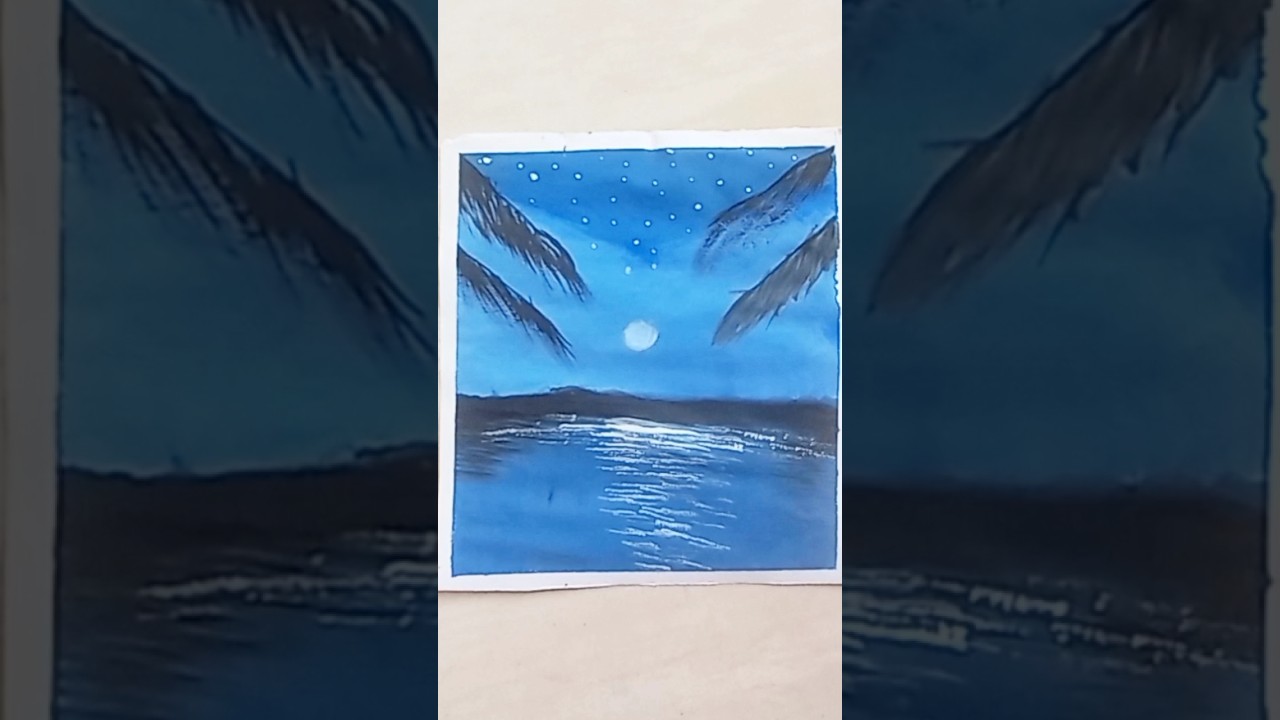 Painting moon in night sky easy