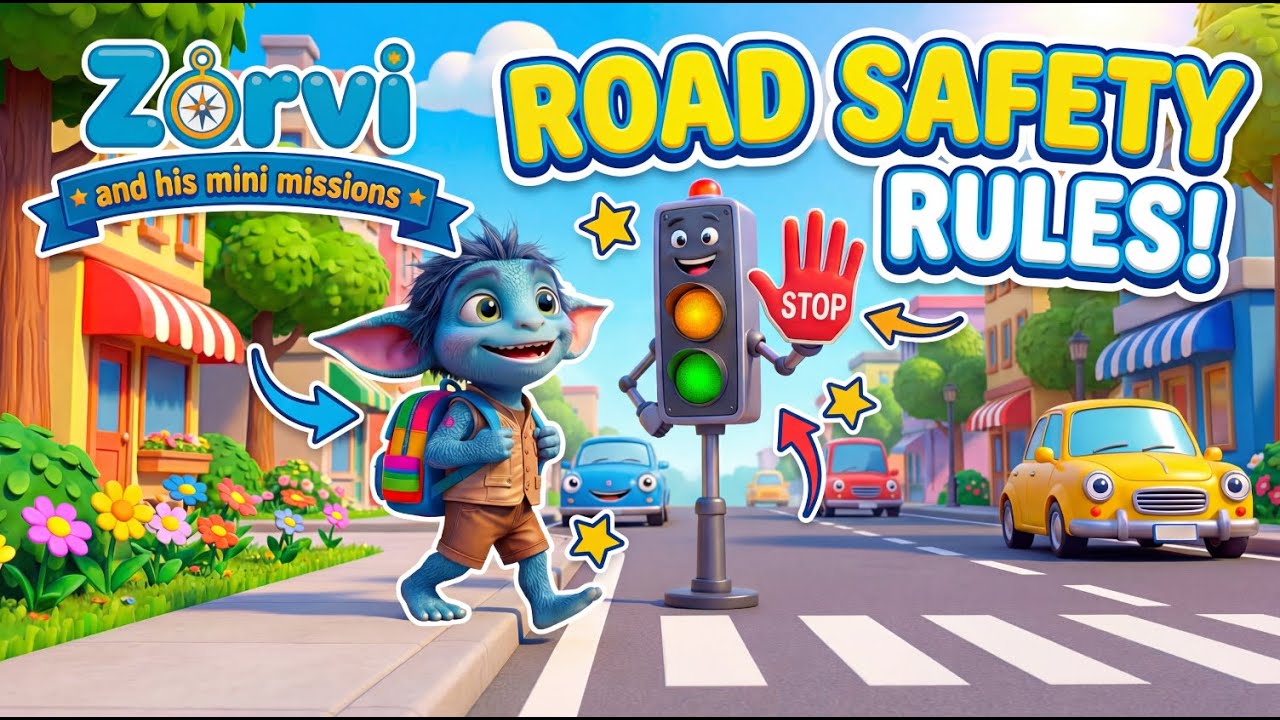 Road Safety Rules for Kids 🚦 How to Stay Safe | Zorvi's Road Safety Mini Mission