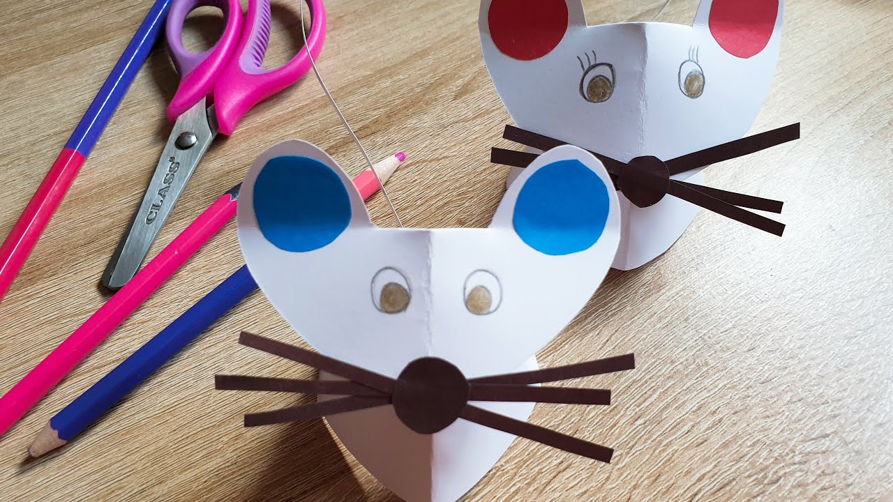 Миша поробка з картону 3D 🐁  Біла мишка поробка 🐭 | Mouse craft 3D 🐁 White mouse crafts 🐭