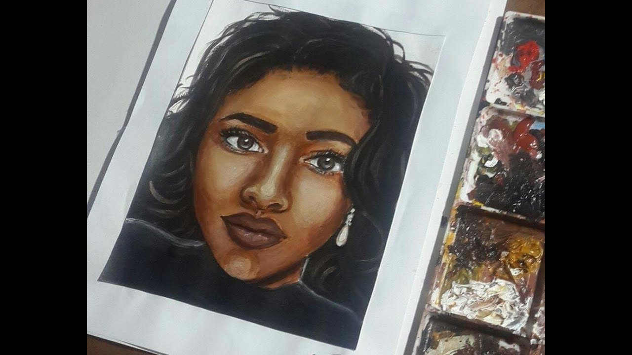 How to Paint a Portrait in Acrylics Timelapse - dark skin tone, semi-realistic