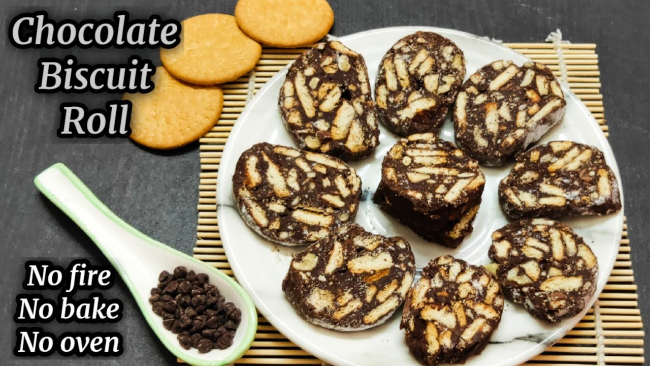 Chocolate Biscuit Roll | No Bake Dessert | Chocolate Salami Recipe | Biscuit Cake