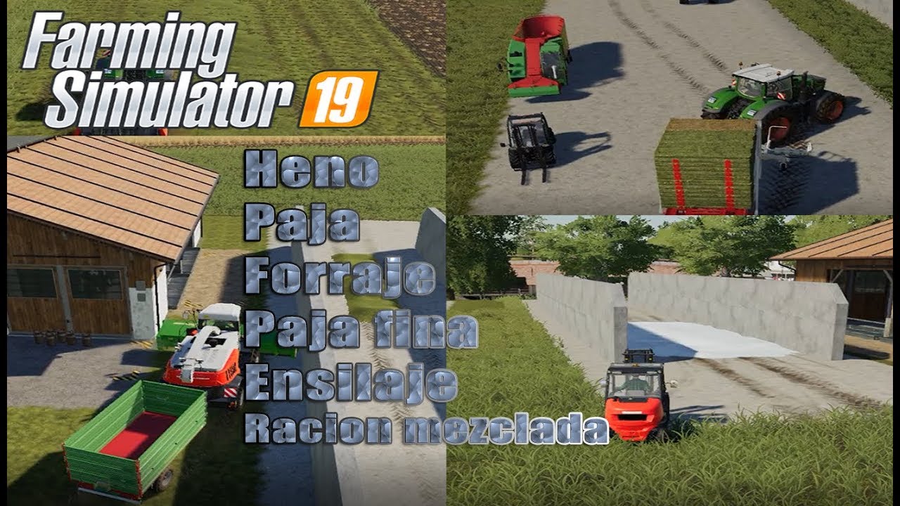 Farming Simulator 19, Ensilaje, Heno, Paja, Forraje, Paja fina, Racion mezclada