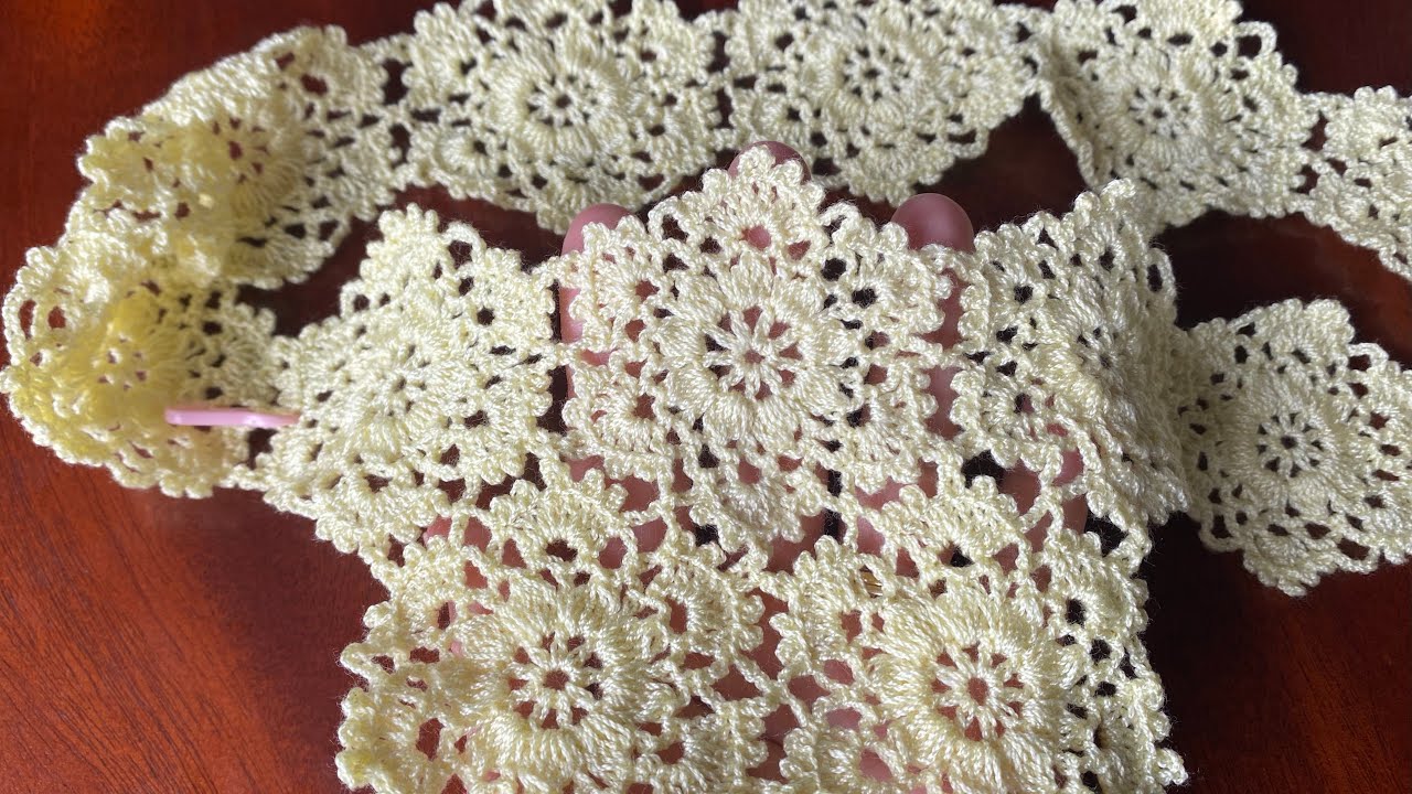ถักเสื้อต่อดอก #crochet #ดอกตะแบก-2💐