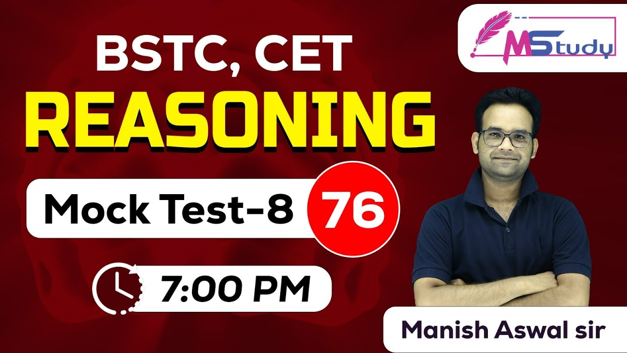 76) BSTC Online Classes 2023 | Reasoning-  Mock Test -8 | BSTC Reasoning Online Classes