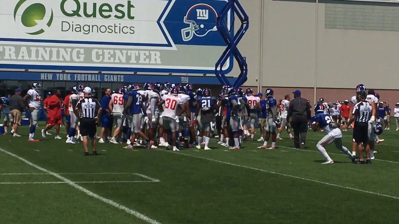 Giants have near-melee at training camp