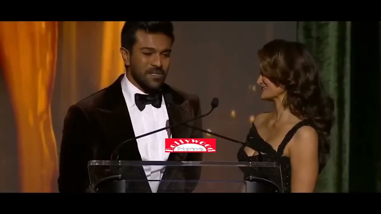 Ram Charan Making Fun With Hollywood Anchor HCA Award Presentation RRR Movie SS Rajamouli