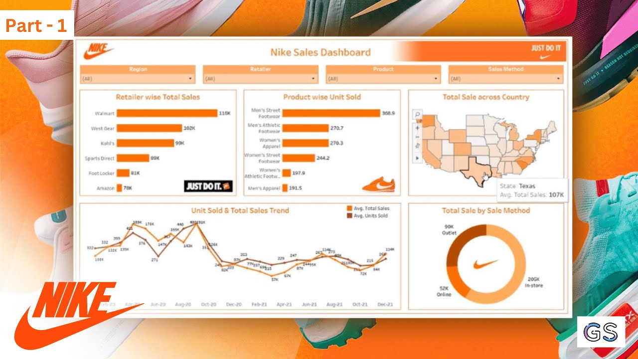 Tableau Dashboard for Nike Sales  | Dashboard from Scratch | Part 1
