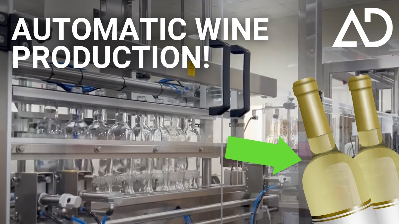 Wine Bottles being Automatically Rinsed, Filled & Capped (Production Line) | Advanced Dynamics #wine