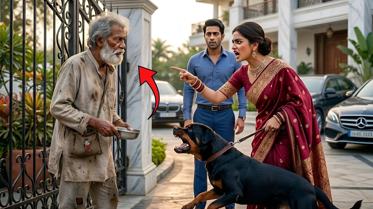 करोड़पति बाप भिखारी बनकर बेटे के घर पहुँचा… बहु ने कुत्ता छोड़ दिया, सच खुलते ही सब कांप उठे