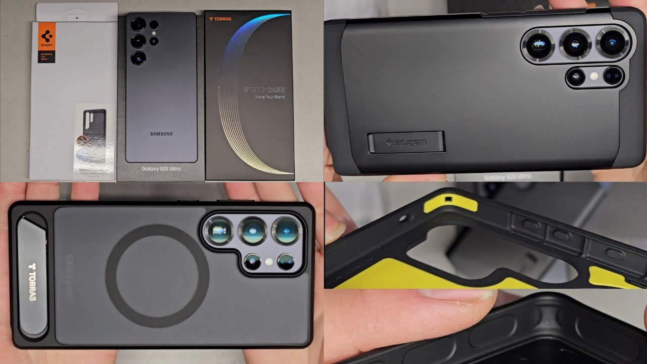 Samsung Galaxy S25 Ultra Spigen Though Armor Case VS TORRAS Magnetic Kickstand Case Comparison