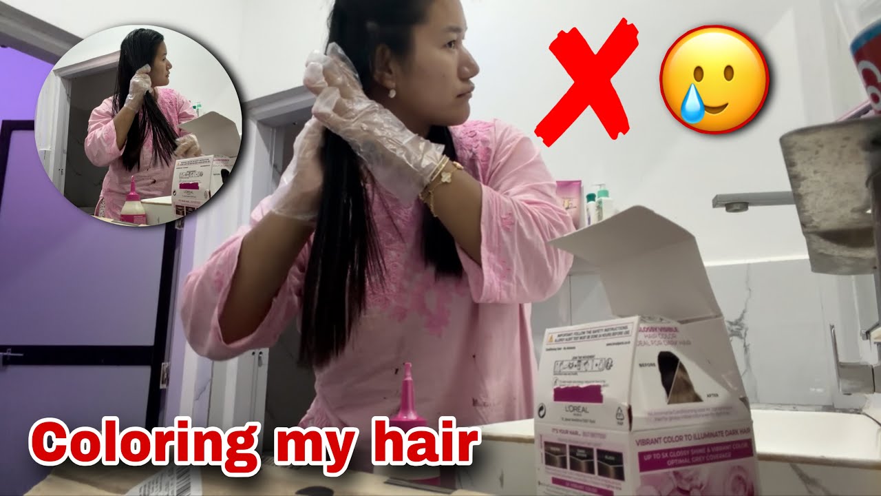 First time coloring my hair by myself 😱but m not satisfied with the results 😨🤡