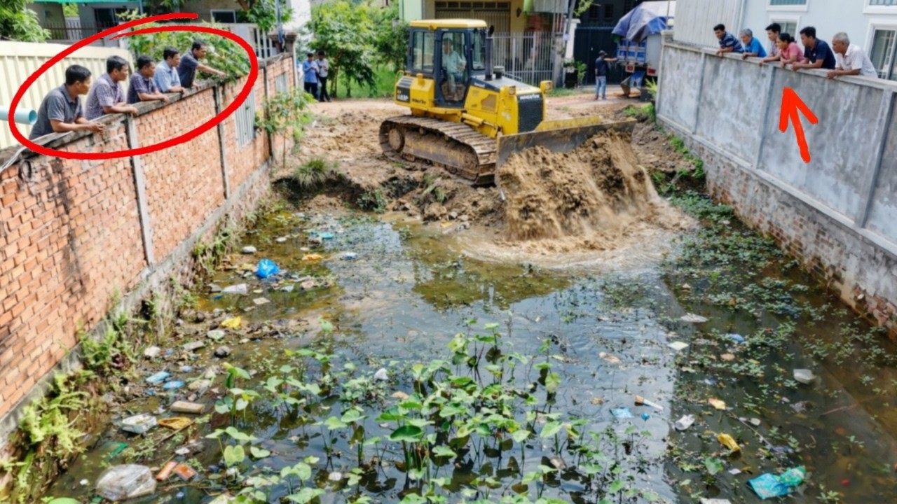 COMPLETE100% New Project DELETE Water For Building New House Process by Bulldozer D31P, 12-T Dump Tr