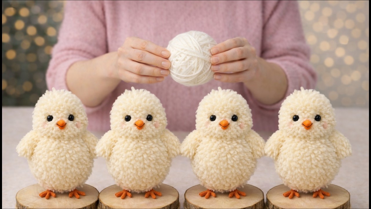 🐥 Cute yarn chick with felt and yarn / easy and quick DIY 🧶✨