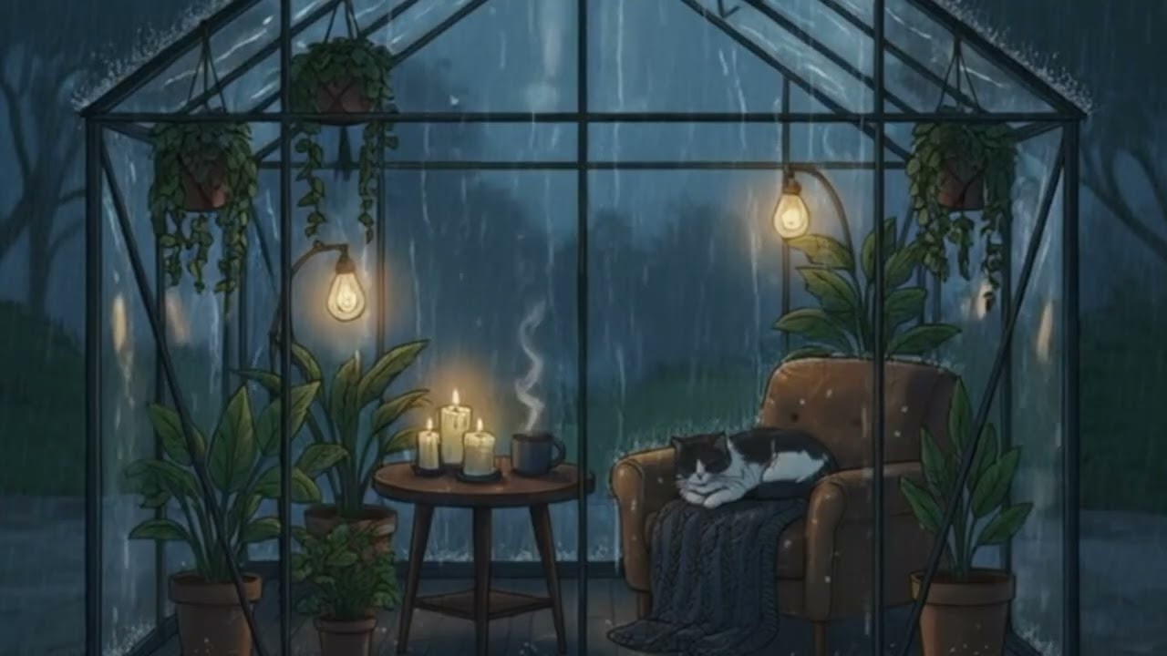 Midnight Rain in the Greenhouse 🌿 Relaxing Guitar for Deep Sleep