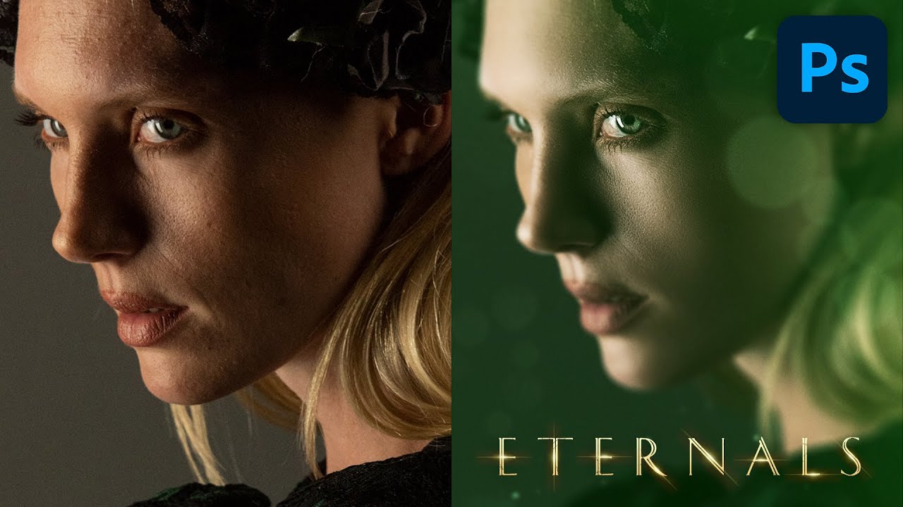 How to retouch skin in photoshop tutorial (Eternals movie poster creation)