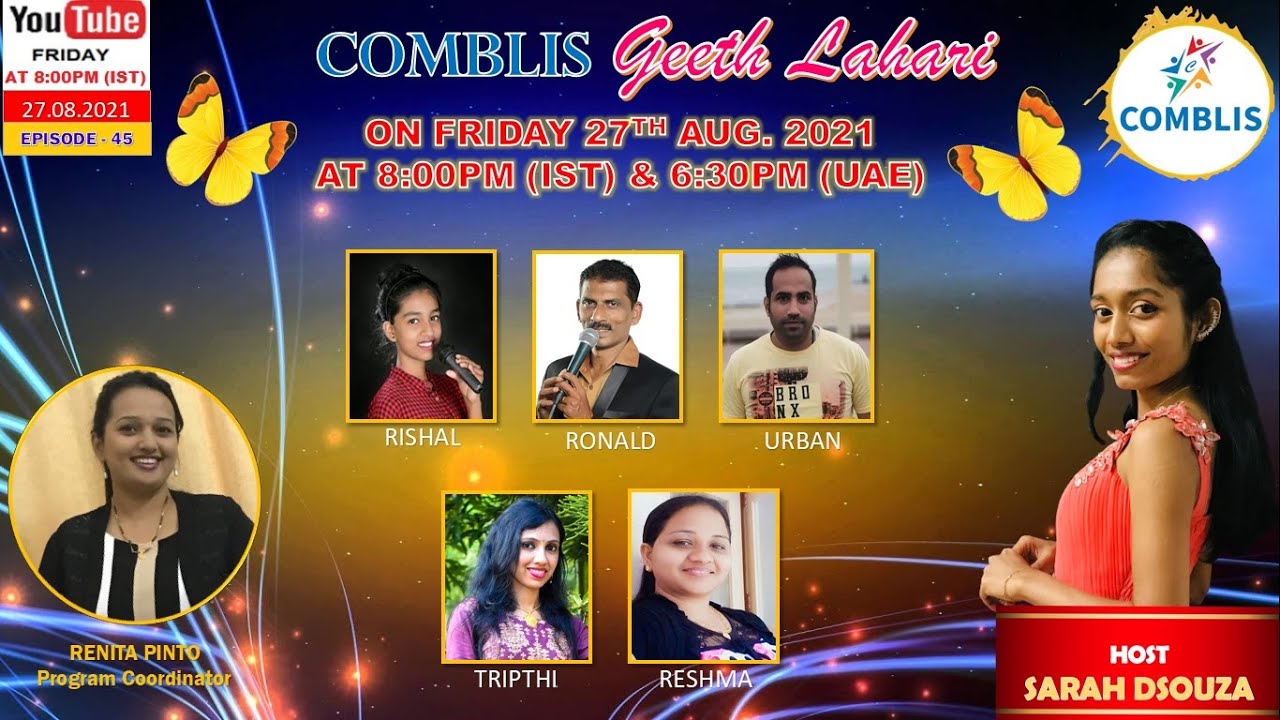 Geeth Lahari Episode- 45 on Friday 27th Aug, 2021 @ 8:00PM (IST) with our host Sarah DSouza