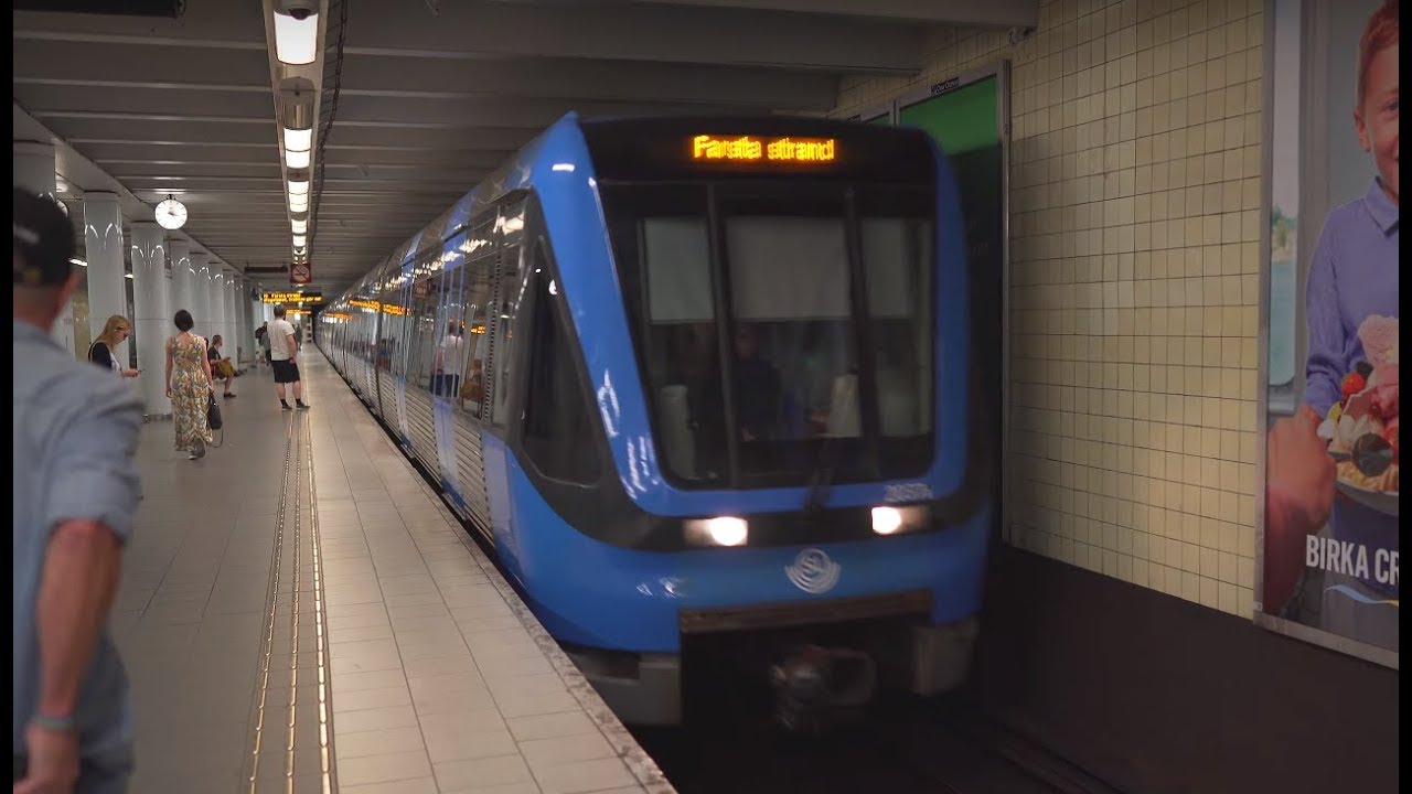 Sweden, Stockholm, subway ride from Skanstull to Gullmarsplan