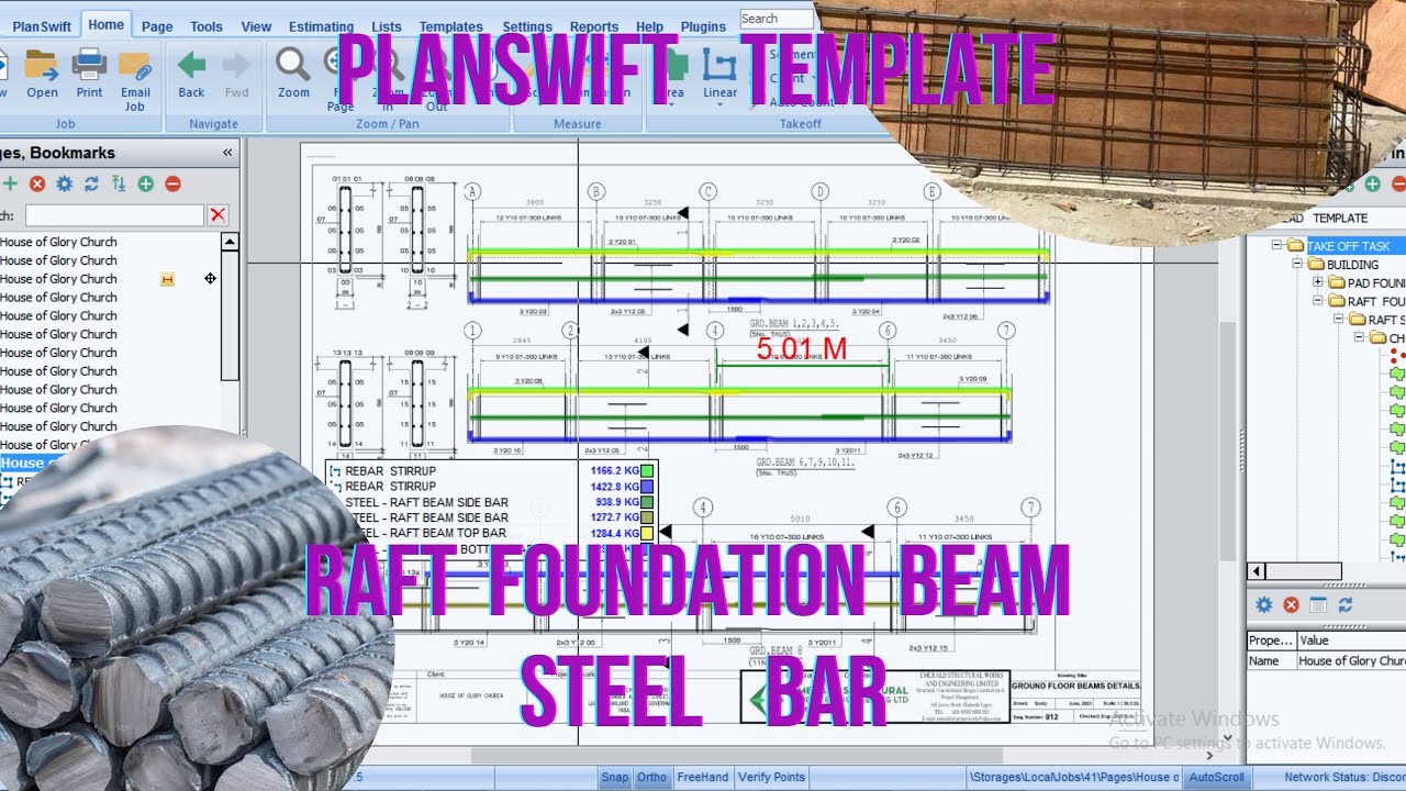 How to calculate Raft Foundation Beam Steel Bar. PLANSWIFT TEMPLATE - 13 -