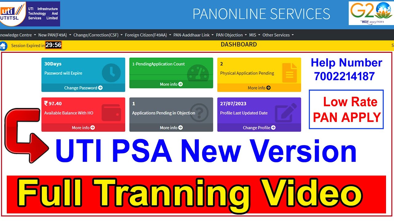UTI PAN PSA New Portal Revamp module Pan Apply Full Process Full Tranning Video