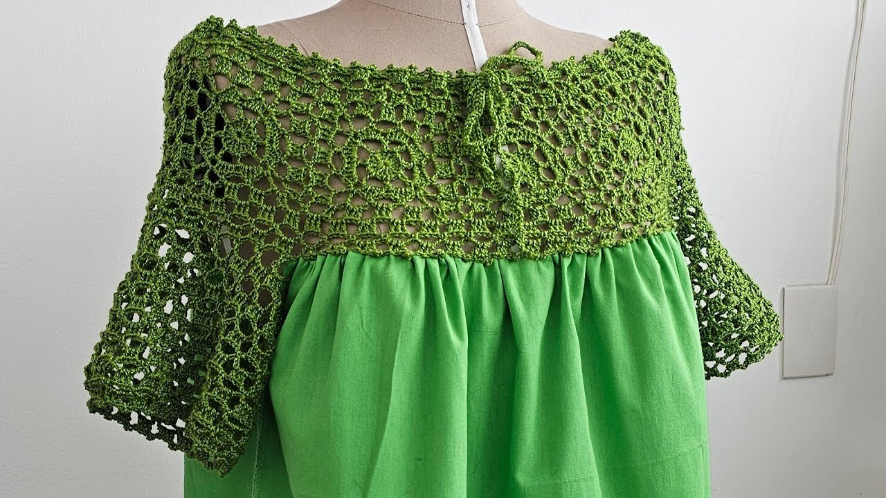 BLUSA VERANIEGA CON CROCHET Y TELA A MANO