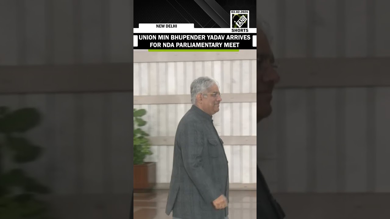 Union Min Bhupender Yadav arrives at Parliament Building for NDA Parliamentary meet