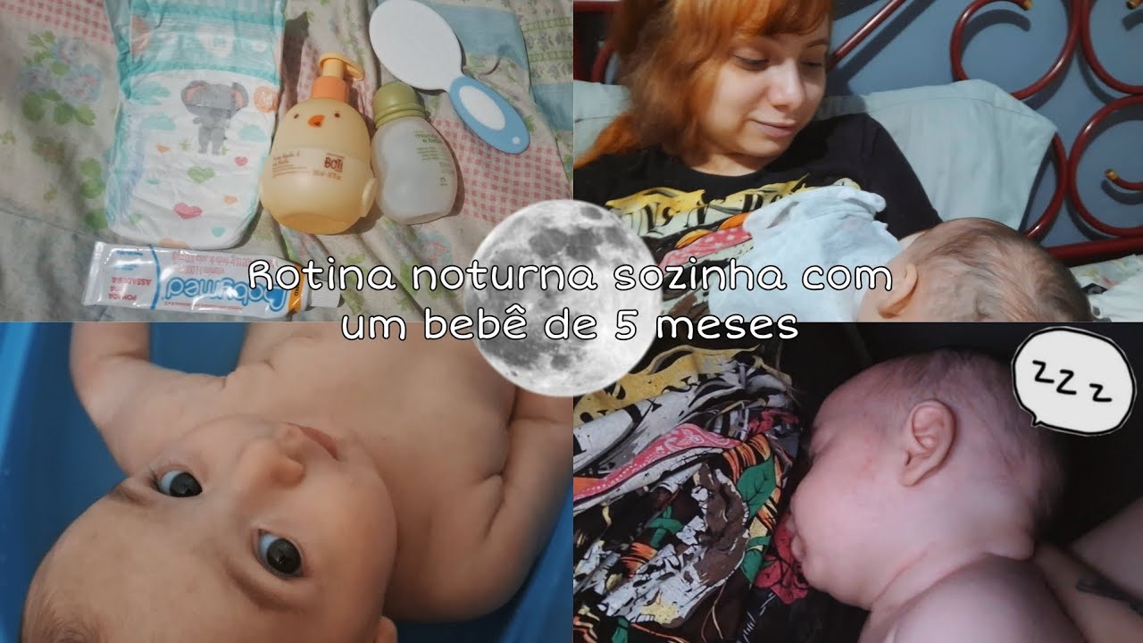ROTINA NOTURNA SOZINHA COM UM BEBÊ DE 5 MESES (CAÓTICO)