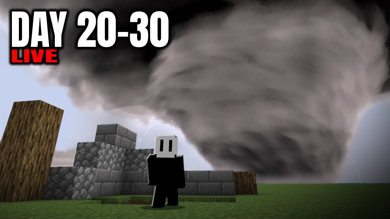 Surviving 100 Days (20-30) in Minecraft's DEADLIEST Tornado Mod | LIVE