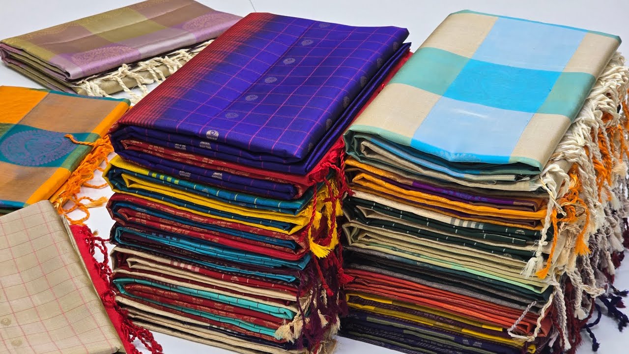 Soft Silk Sarees Wholesaler In Coimbatore|| Checks Design  || Sirumugai Silk Sarees Manufacturer 