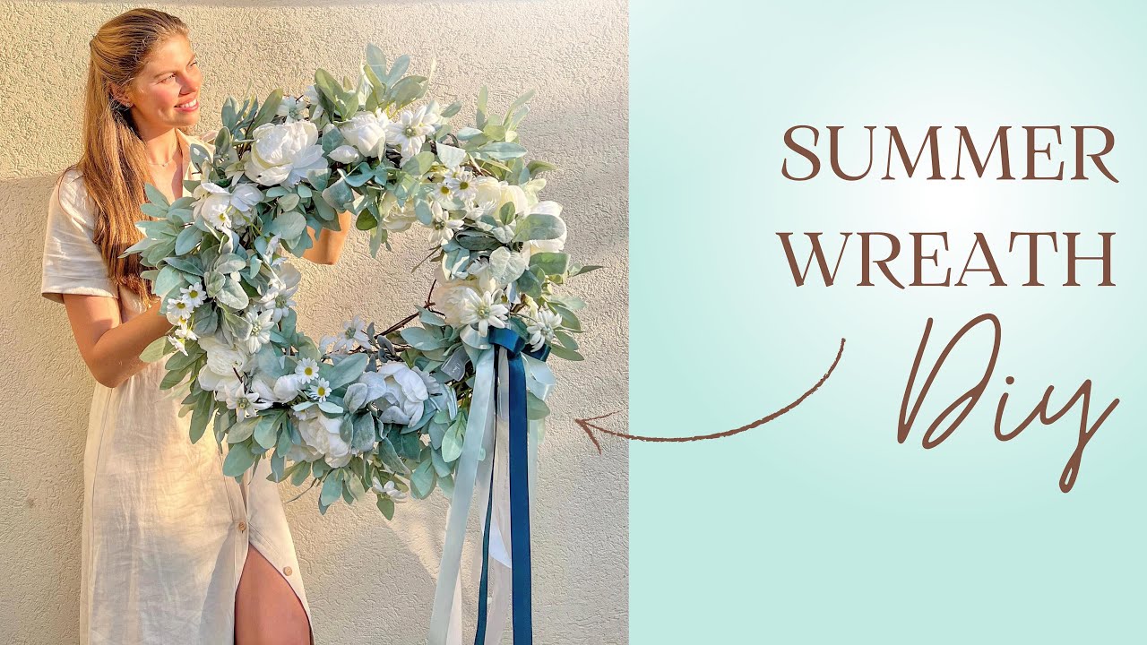 How to make a summer wreath | Summer wreath DIY | Turquoise and White Wreath