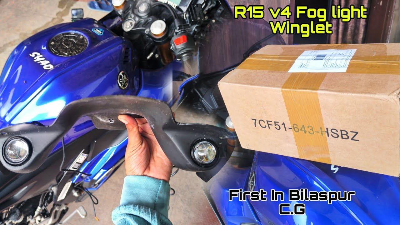 R15 v4 Fog Light Winglet | Fitting & Unboxing  | First In Bilaspur C.G #modified #review #unboxing