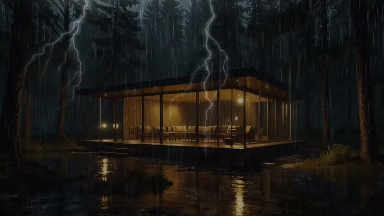 Peaceful Rainstorm in a Forest Cabin | Soothing Rain for Stress Relief