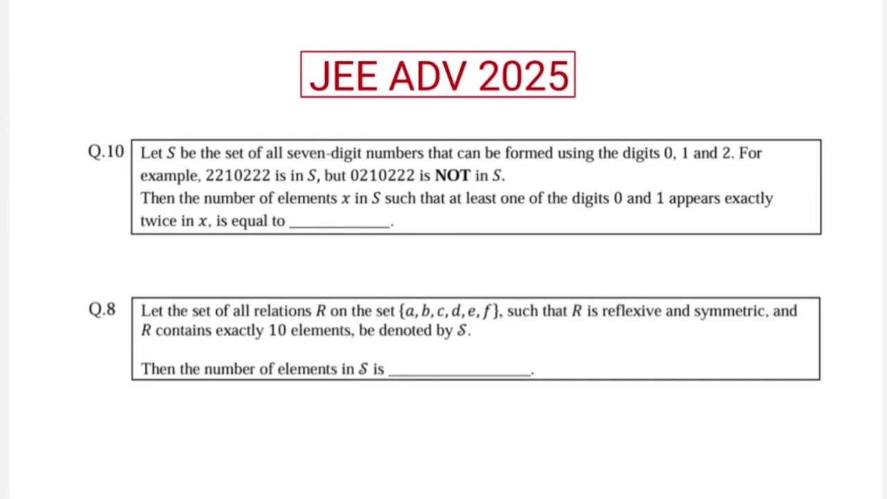 Permutation & Combination Questions | JEE Adv 2025 Paper
