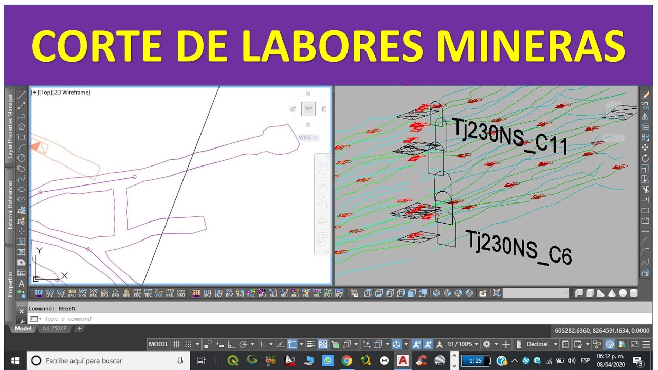GEOLOGÍA: CORTE DE LABORES TOPOGRÁFICAS EN INTERIOR MINA